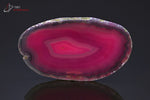 Tranche d'Agate teintée rose du Brésil (allongée, cercles concentriques, forme géométrique centrale) - 38 g / BD395 - Vignette | 1001 minéraux