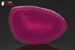 Tranche d'Agate teintée rose du Brésil (ovoïde, bords rose foncé, centre clair zoné) - 53 g / BD402 - Vignette | 1001 minéraux