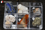 Coffret découverte 6 minéraux (Lapis-lazuli, Quartz, Chiastolite, Rose des sables, Agate, Pyrite) - 62 g / BJ627 - Vignette | 1001 minéraux