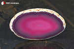 Tranche d'Agate teintée rose du Brésil (ovoïde, bandes incolore à rose foncé, centre cristallisé) - 48 g / BL620 - Vignette | 1001 minéraux