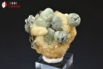 Sphères de Prehnite et Épidote sur Stilbite - Mali - minéraux à cristaux 5,7 cm / 115g / BQ23 - Vignette | 1001 minéraux