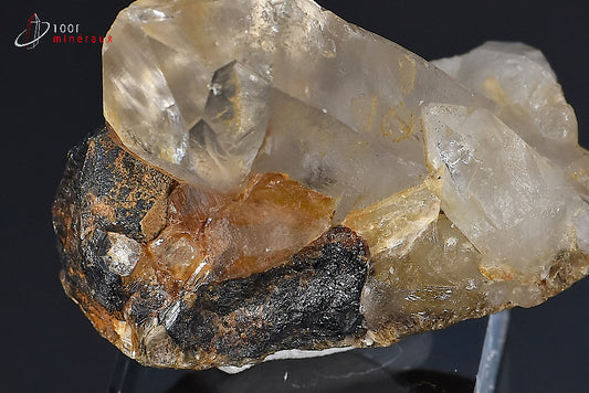 Minéral de cassitérite sur cristal de roche de Corée du sud