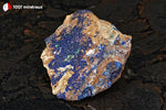 Azurite du Maroc (croûte sur roche, inclusions de Malachite) - 259 g / AN870 - Vignette | 1001 minéraux