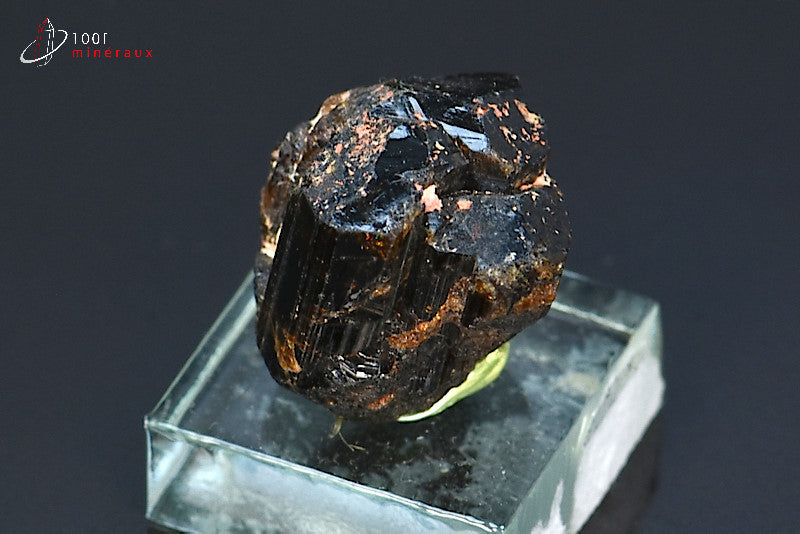 Minéral cristallisé de dravite ou tourmaline brune de Madagascar