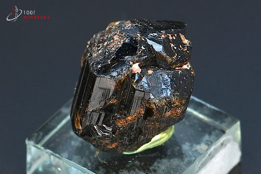 Minéral cristallisé de dravite ou tourmaline brune de Madagascar