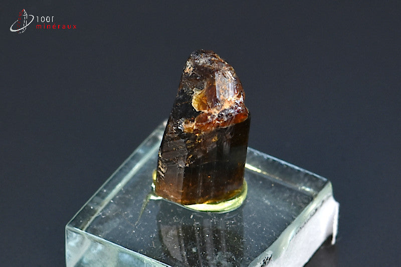 Minéral cristallisé de dravite ou tourmaline brune de Madagascar