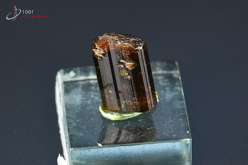 Minéral cristallisé de dravite ou tourmaline brune de Madagascar