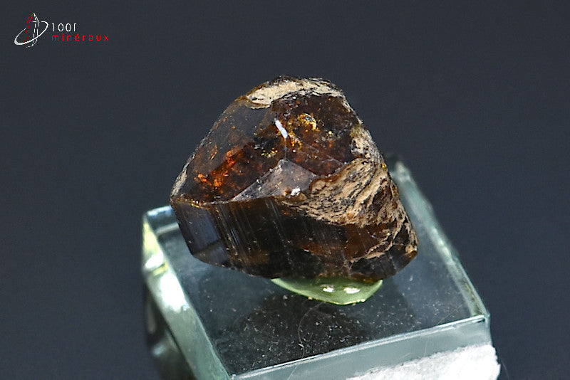 Minéral cristallisé de dravite ou tourmaline brune de Madagascar