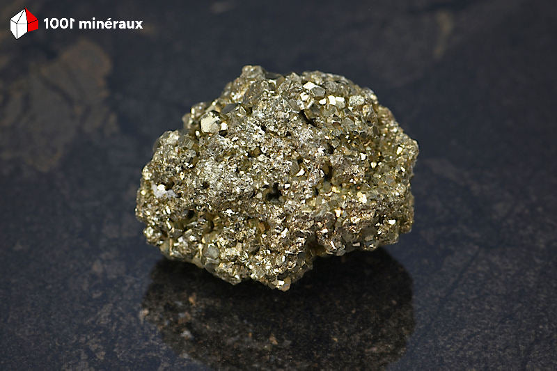 Pyrite brute Pérou - Double cristallisation, micro-cristaux fins et cubes 1-2 mm - 144 g - AW103
