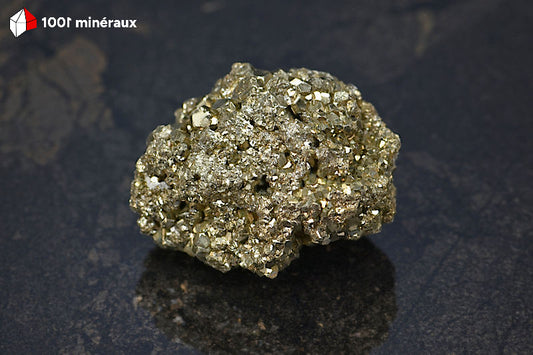 Pyrite brute Pérou - Double cristallisation, micro-cristaux fins et cubes 1-2 mm - 144 g - AW103
