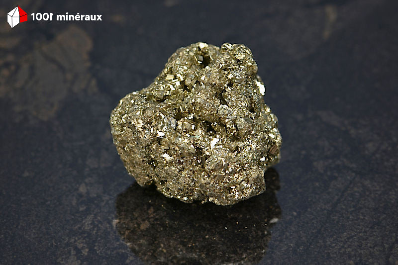 Pyrite brute Pérou - Vue de profil, bloc compact 4,6 cm - 123 g - AW104
