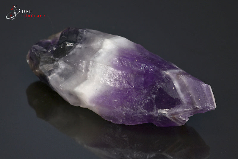 Pointe d'Améthyste à chevrons du Malawi - Vue d'ensemble, bandes blanc, pourpre et violet foncé - 97 g