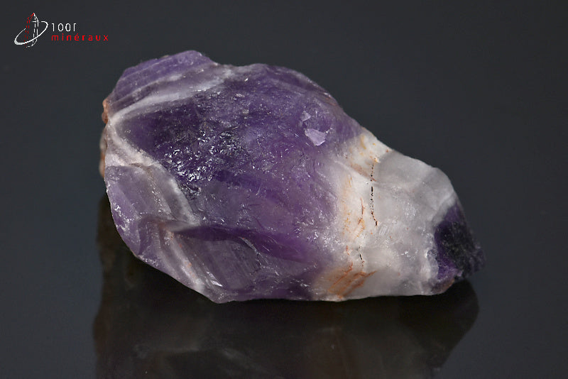 Pointe d'Améthyste à chevrons du Malawi - Vue d'ensemble, bandes blanc, pourpre et violet foncé - 118 g