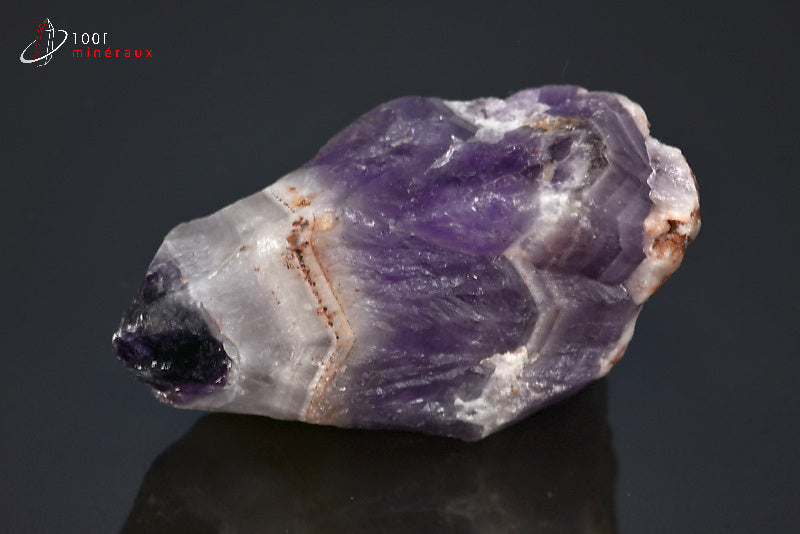 Pointe minérale d'améthyste violette à chevrons du Malawi