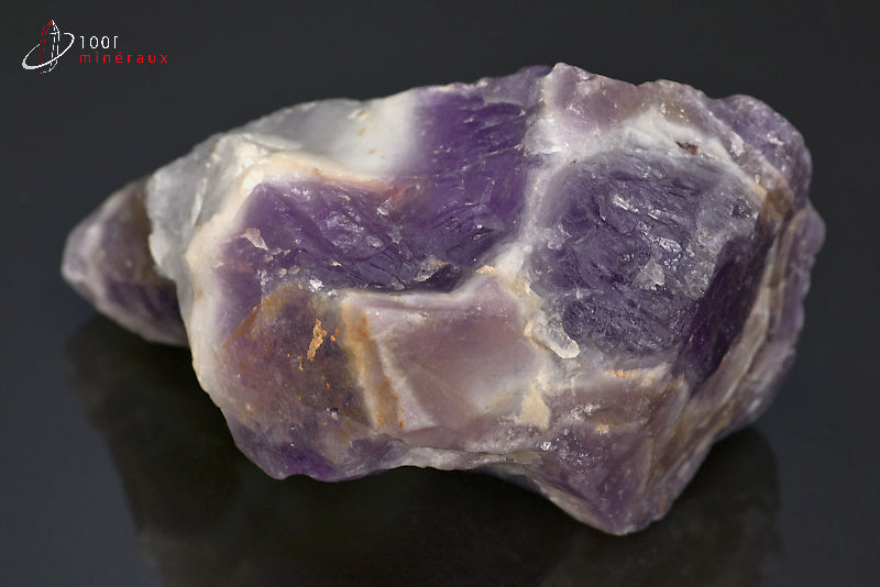 Pointe d'Améthyste à chevrons du Malawi - Vue d'ensemble, bandes blanc, pourpre et violet foncé - 308 g