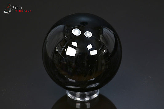 Sphère minérale d'œil célèste noire de Madagascar