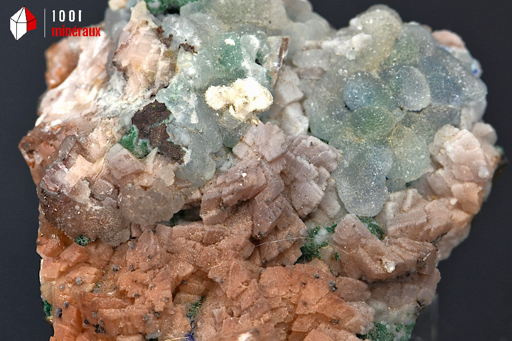 Minéral cristallisé d'ankérite et malachite du Maroc