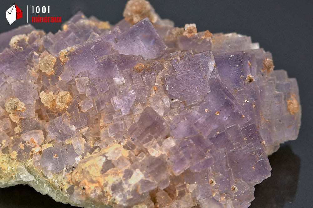 Minéral de fluorine violette translucide avec des cristaux cubiques de Berbes en Espagne