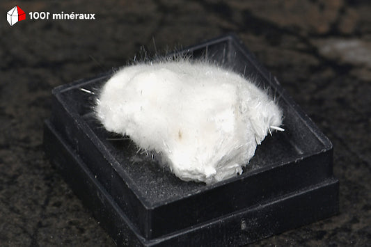 Okénite d'Inde - Vue d'ensemble, fibres blanches soyeuses - 1 g