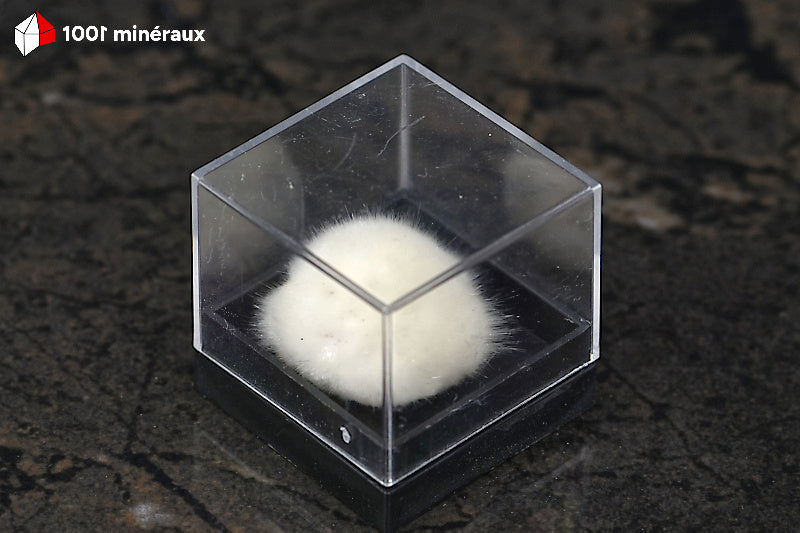 Okénite d'Inde - Agrégat cotonneux dans son boîtier transparent - 1 g