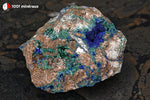 Azurite du Maroc (botryoïdale sur Malachite, Barytine et Quartz) - 280 g / AY902 - Vignette | 1001 minéraux