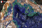 Azurite du Maroc (botryoïdale sur Malachite, Barytine et Quartz) - 280 g / AY902 - Vignette | 1001 minéraux