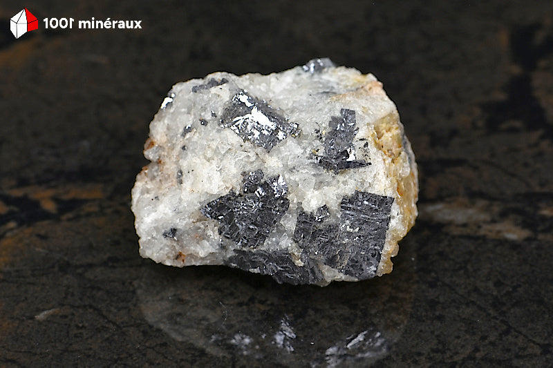Galène sur Quartz blanc du Maroc - Spécimen de 79 g, cristaux cubiques - AZ373