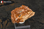 Vanadinite du Maroc (cristaux orange-brun sur Barytine blanche, sur socle) - 35 g / AZ409 - Vignette | 1001 minéraux