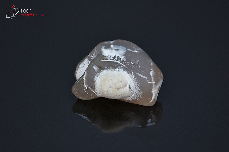 Agate peau de serpent Brésil - Détail des taches blanches laiteuses sur gris translucide - 9 g
