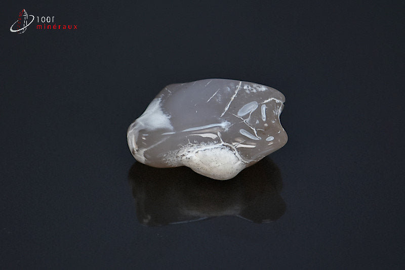 Agate peau de serpent Brésil - Galet poli, taches blanches sur fond gris - 9 g - BA144
