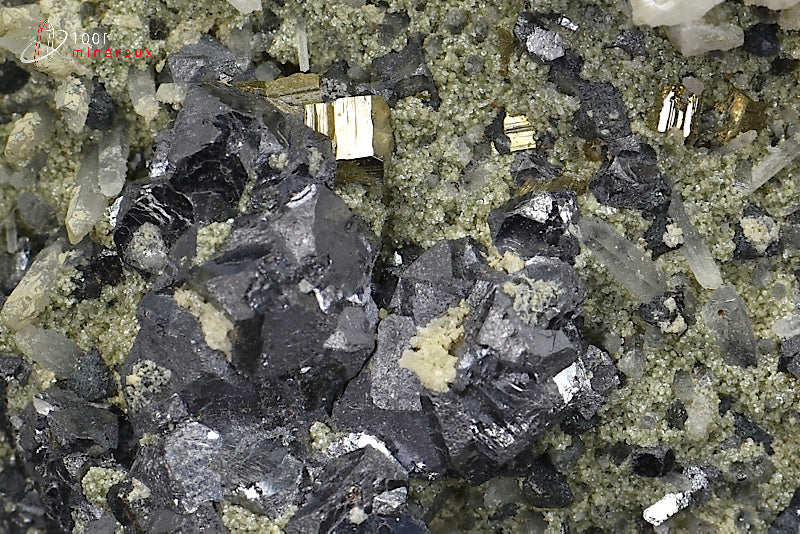Minéral cristallisé de galène, quartz et pyrite de Bulgarie