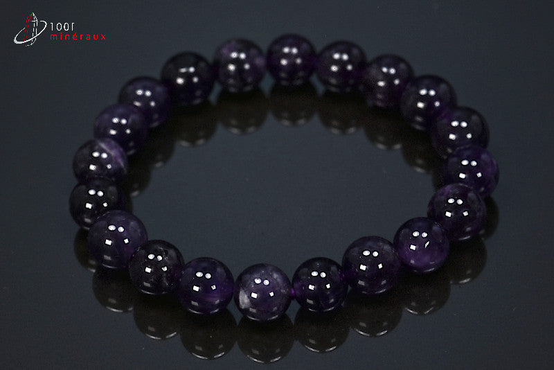 Bracelet minéral en perles d'améthyste violettes