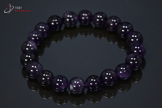 Bracelet minéral en perles d'améthyste violettes