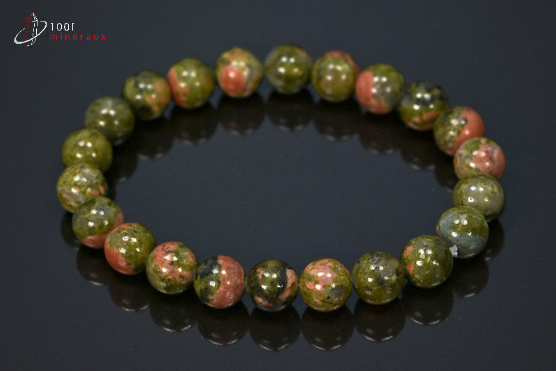 Bracelet minéral en perles d'unakite