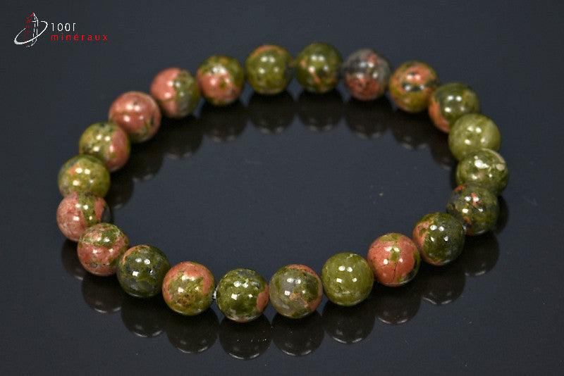 Bracelet minéral en perles d'unakite