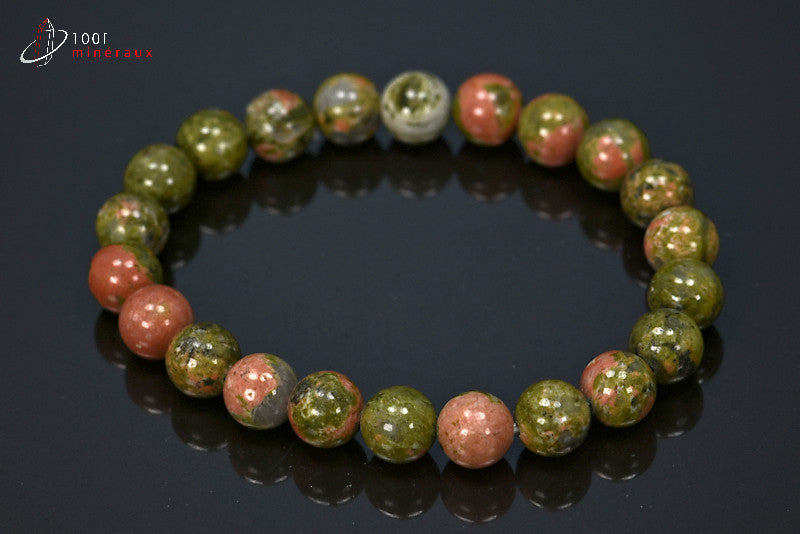 Bracelet minéral en perles d'unakite