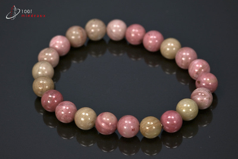 Bracelet minéraux Rhodonite 17cm / Perles 8mm / 20g / BA361