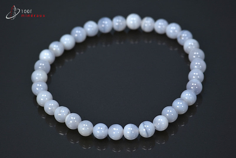 Bracelet bijou en perle de calcédoine bleue