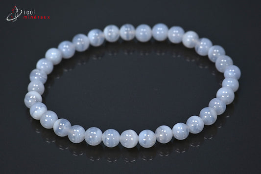Bracelet bijou en perle de calcédoine bleue
