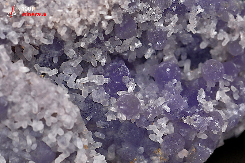 Minéral cristallisé de calcédoine en grappe mauve d'Indonésie