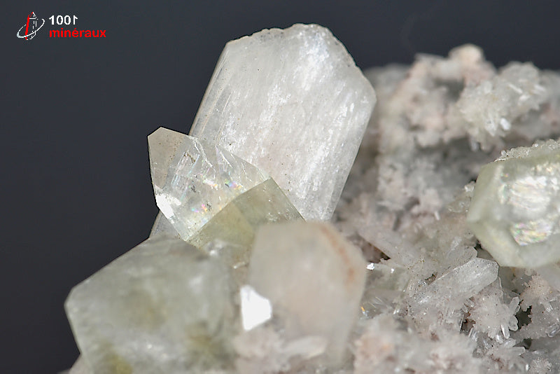 Minéral cristallisé d'Apophyllite et stilbite d'Inde