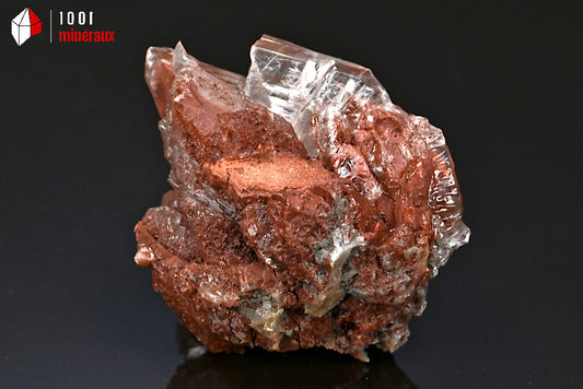 Minéral de gypse cristallisé rouge et blanc translucide d'Espagne