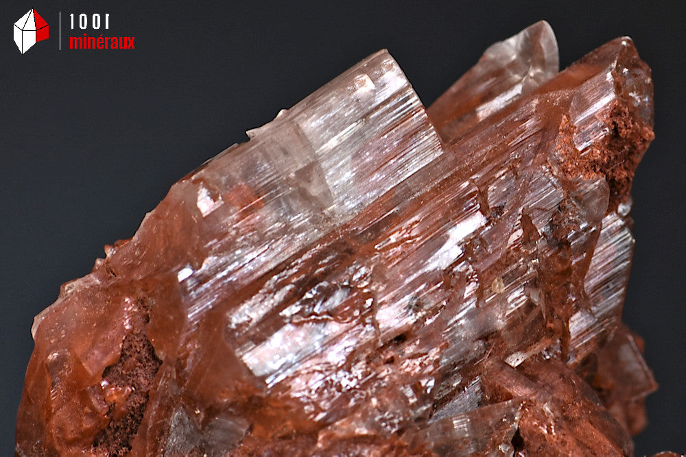 Minéral de gypse cristallisé rouge et blanc translucide d'Espagne