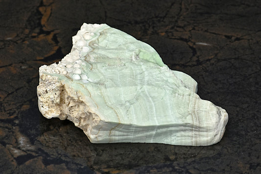 Aragonite verte d'Espagne - Plaque polie 8,3 cm - BD235
