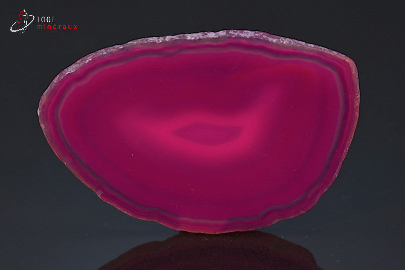 Tranche Agate teintée rose Brésil - Forme ovoïde, cercle translucide périphérique et cœur rose pâle - 51 g - BD392
