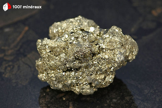 Pyrite brute Pérou - Vue de profil, forme aplatie 3,3 cm d'épaisseur - 397 g - BD981
