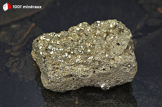 Pyrite brute Pérou - Forme aplatie couverte de pyritoèdres dodécaédriques 1-5 mm - 397 g - BD981
