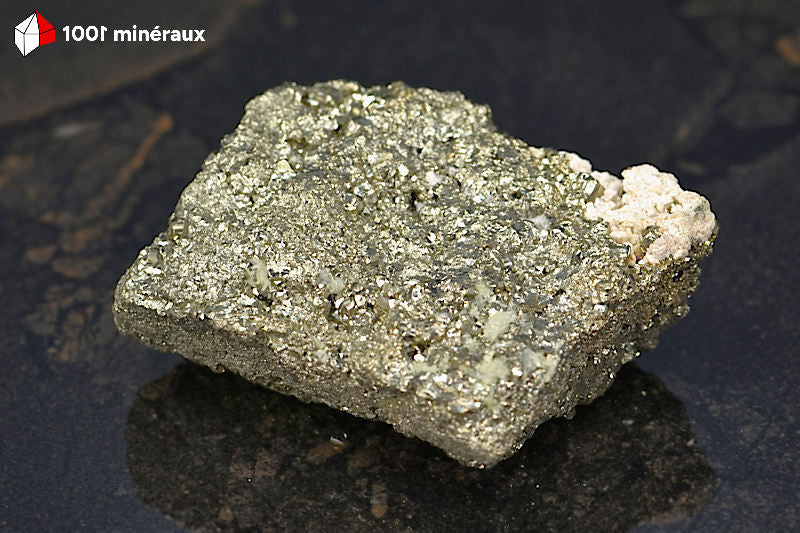 Pyrite brute Pérou - Vue de profil, forme aplatie 3,3 cm d'épaisseur - 397 g - BD981
