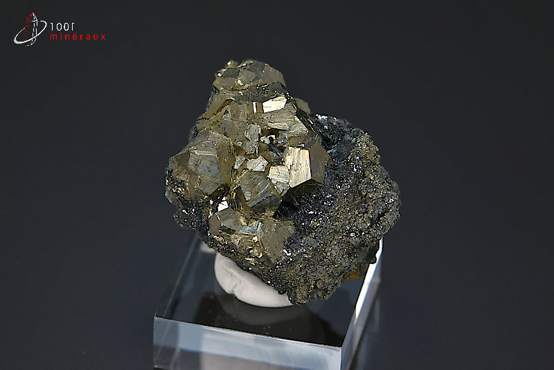 Minéral cristallisé de pyrite et hématite d'Italie