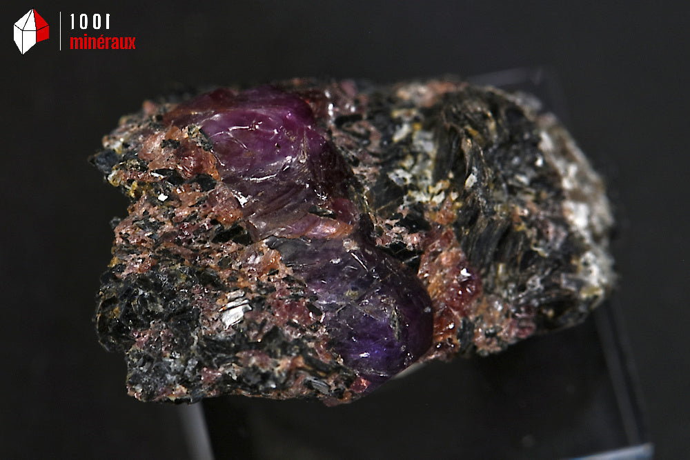 Minéral de rubis violet sur gangue de biotite de Madagascar